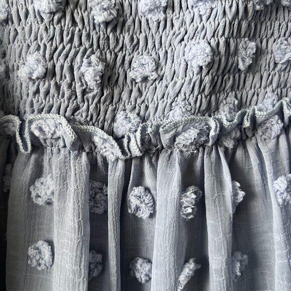 Listicle Swiss Dot Maternity Dress Large Babydoll Smocked Square Neck Chiffon - Picture 6 of 15